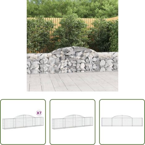 Schalldämmung - Gabionen mit Hochbogen 7 Stk. 300x30x60/80 cm Verzinktes Eisen (1/5)