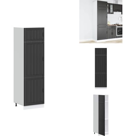 Armoire de cuisine Lucca noir bois d'ingénierie - Armoire De Cuisine - Armoires De Cuisine - Armoire De Cuisine Haute - Armoire De Cuisine Latérale (1/5)