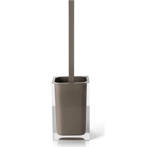Brosse WC Taupe Mesures et Poids : 37,5 x 9,8 x 9,8 cm et 0,855 kg, Fabriqué en résine Transparente, Brosse de Toilette Design, Fait à la Main, 2 Ans de (1/5)