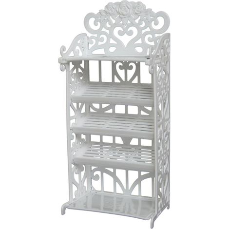 Mini étagère à chaussures en plastique blanc pour meubles de poupée et accessoires de maison de poupée (1/5)