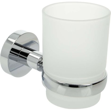 tecuro 8000 Glashalter mit Kristallglas satiniert, mit Schallschutzeinlage - Metall hochglanzverchromt