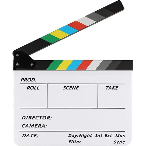 Clapperboard Blanc 30 x 24.5cm, Clap de Film de Réalisateur, Clap Cinema Professionnel, Film Clapper Board, Clap en Acrylique, Flap Scène pour Films, Séries TV, Publicitaires, Studio (1/5)