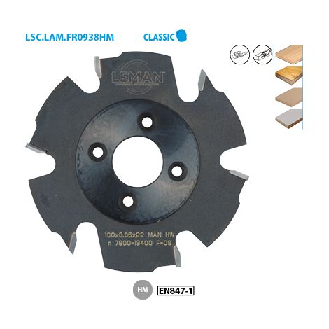 FRAISE A RAINER ASSEMBLAGE LAMELLE D100X3,96X22 2Z + 2+2V HM - Anti-rejet - 938.7.100.22.24 - LEMAN (1/2)