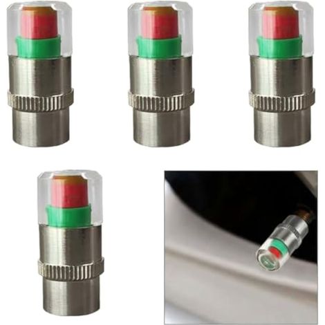Bouchons de valve de surveillance de la pression des pneus de voiture, 3 couleurs, bouchons de valve d'alerte oculaire, indicateur de capteur, 2,4 bar 36 psi, bouchons de valve pour voitures, SUV (1/5)