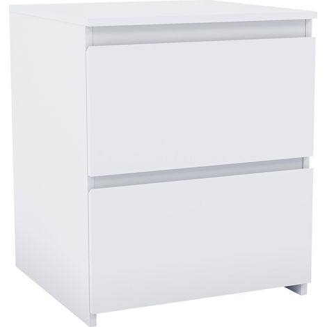 Denver 2 Drawer Bedside Table Large Cabinet Chest Nightstand Bedroom Furniture, White