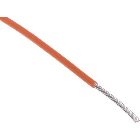 Fil de câblage à gaine PTFE RS PRO, 0,22 mm², 24 AWG, 200°C max, PTFE Orange, 100m ( Prix pour Bobine de 100 Mètres ) (1/2)