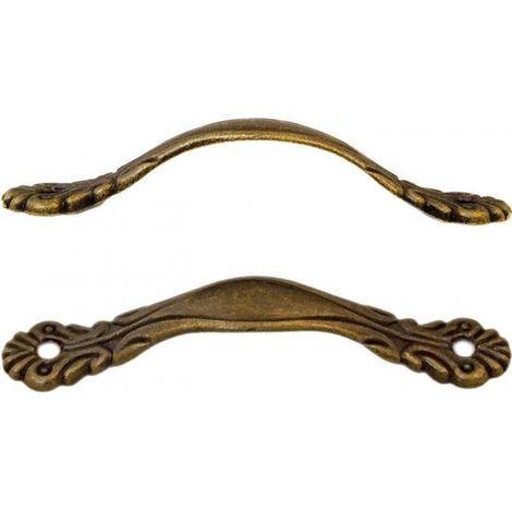 Lntyq Schubladengriffe, Möbelgriffe aus Eisen, für Schranktüren, Truhen, Kommoden, Retro-Vintage-Stil, Antik-Design, Bronze, 82x14mm, 2er-Set (1/5)