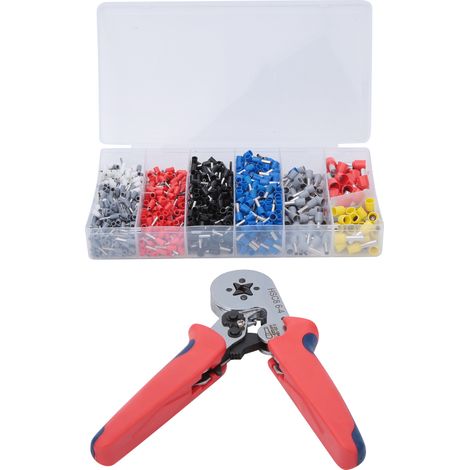 Pince à sertir auto-ajustable HSC8 6‑4B + 1200 pièces de cosses cuivre, outil manuel pour câble électrique. Lot kit sertisseuse professionnel. (1/5)