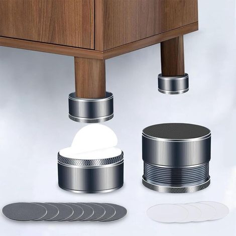 Set mit 4 Bett- und verstellbaren Möbelerhöhungen, verstellbaren Möbelfüßen aus Metall, höhenverstellbar