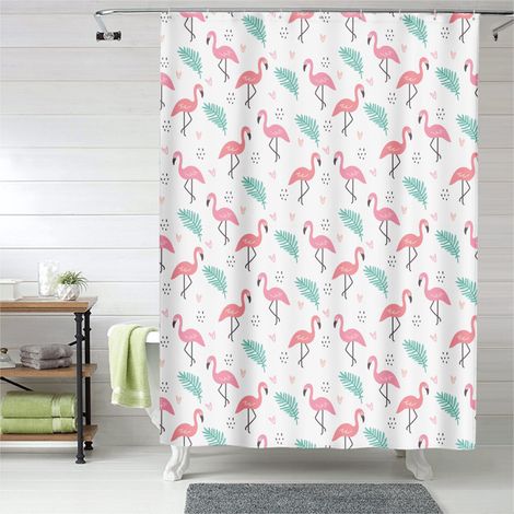 Rideau de douche flamant rose artistique, rideau salle de bain imperméable, 90x180 cm (1/5)