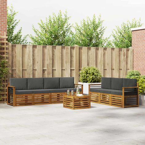 Sofagarnituren 8 pcs Natur und Anthrazit Massivholz Akazie