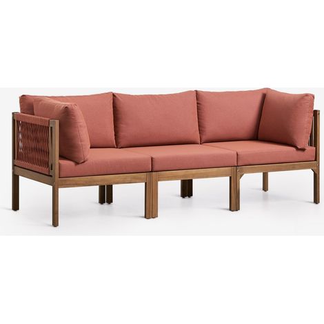 SKLUM 3-teiliges modulares Gartensofa mit Armlehnen aus Akazienholz Branson Terrakotta – Akazienbraun                                  