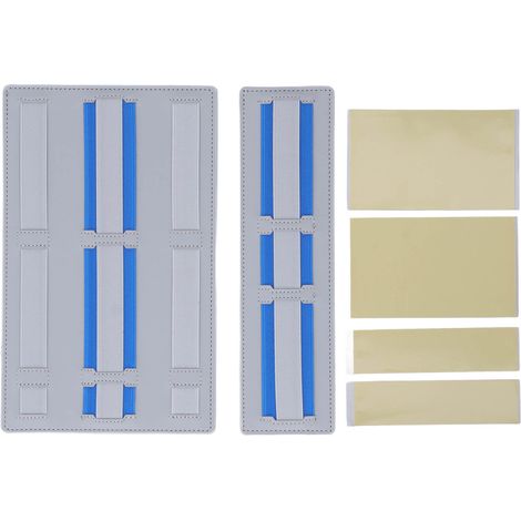 Mallette de rangement en contreplaqué gris pour souris et câbles, fixable sur ordinateur portable.