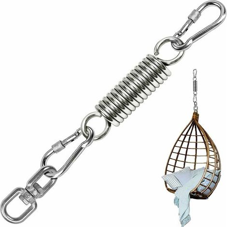 Ressort de Suspension, Ressort en Acier, Hamac à Ressort Rotatif, avec 2 Mousquetons et Pivot à 360 °, Capacité de Charge Jusqu'à 250 kg pour Support de Sac de Boxe, Hamac, Yoga (1/5)