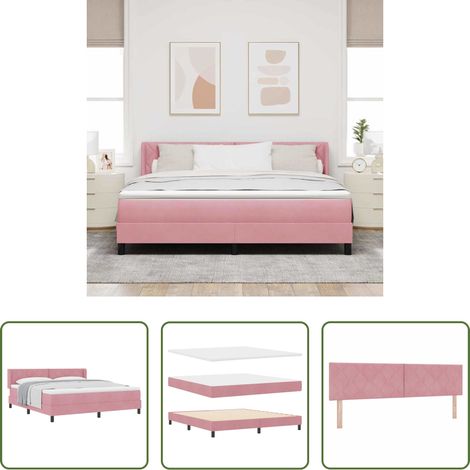 Matratze - Boxspringbett mit Matratze Rosa 200 x 180 cm Polyester (1/5)