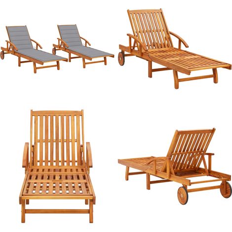 Sonnenliegen 2 Stk. mit Auflagen Massivholz Akazie - Holz-Sonnenliegen - Gartenmöbel - Akaziengartenmöbel - Outdoor Möbel - Lounge Chair - Home & Living (1/5)