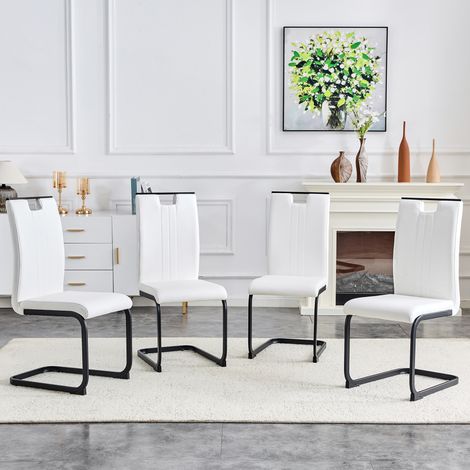 Chaises blanches polyuréthane forme arquée ensemble de 4