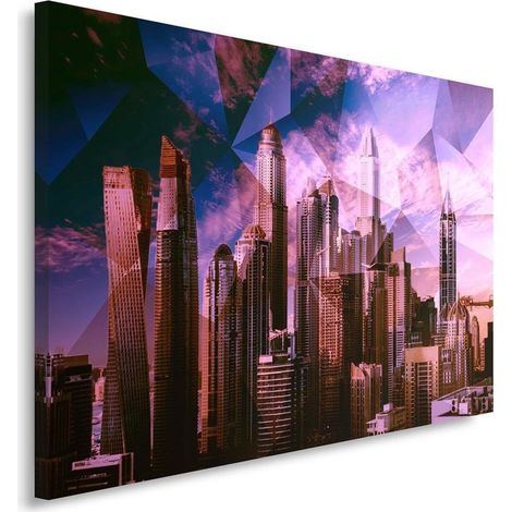 Tableau sur toile Ville géométrique violette 90x60 (1/5)