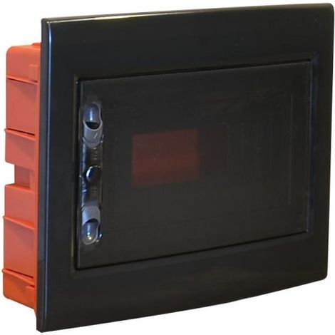 centralino da incasso 12 moduli con portello fumé e telaio estraibile, nero, 330x255x80 mm, ideale per installazioni elettriche moderne e professionali