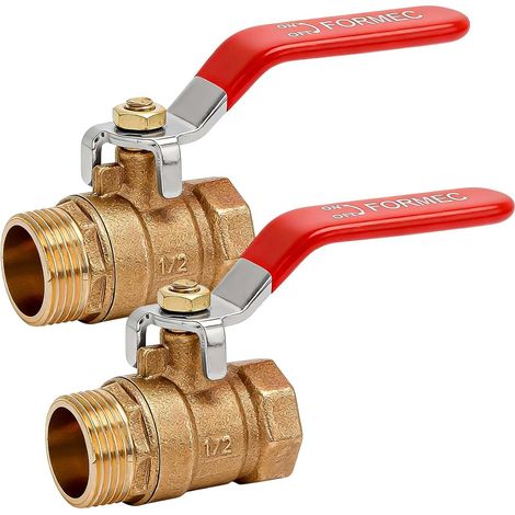 Absperrventil – 2 Stück – Messing – 1/2-Zoll-Kugelhahn – Für Wasser und Gas – AG-IG-Gewinde (1/5)