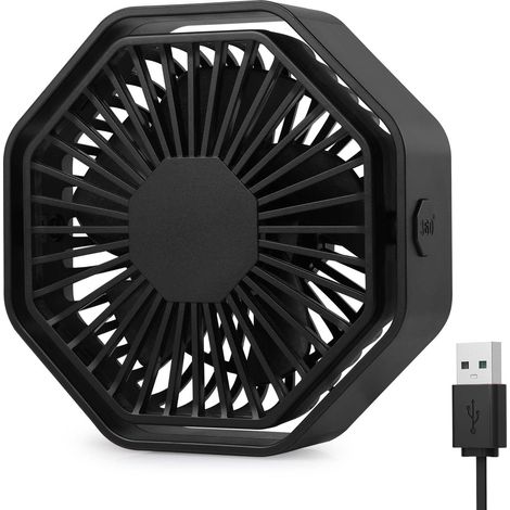Mini Ventilateur Puissant, Ventilateur Silencieux Portable, 3 Vitesse Petit Ventilateur Table Pour La Chambre, Bureau, Domair(Rotation 360°,Alimenté par USB),Noir (1/5)
