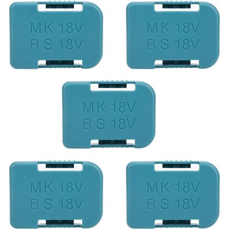 Lot de 5 supports de rangement pour batterie au lithium, fente pour ceinture, pour appareils de fixation Makita 18 V, cyan (1/5)