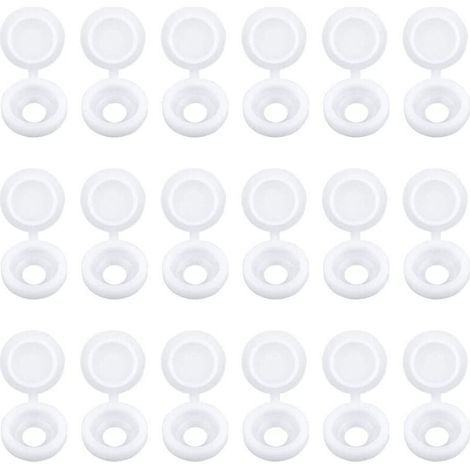 Lot de 100 Capuchons Blanc de Vis à Charnière Bouchons à Vis en Plastique pour Meubles Placards Étagères (1/5)