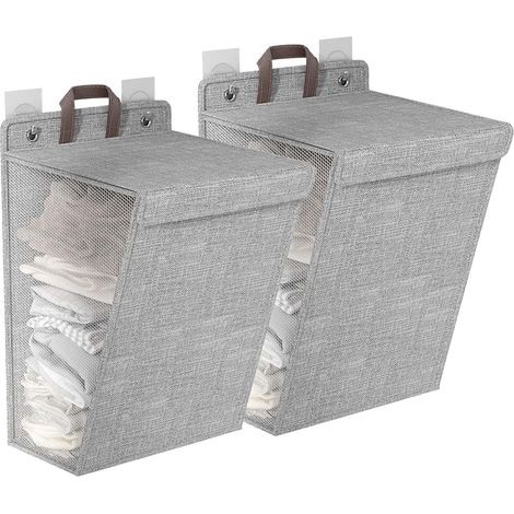 Nueva cesta de ropa plegable y práctica para colgar en la pared, ideal para hogares, residencias estudiantiles o pisos de estudiantes (2 unidades, gris).
