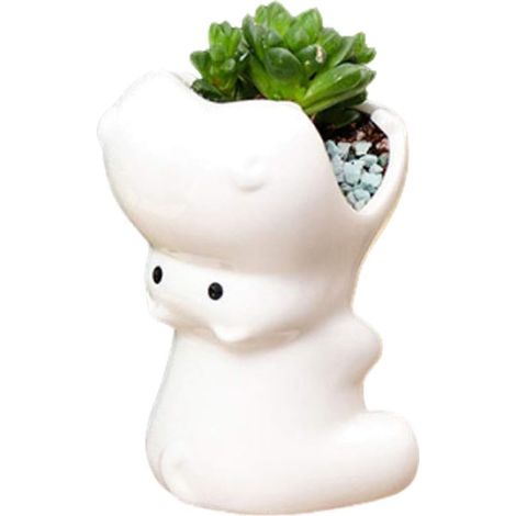 Pot Céramique Forme Hippopotame - Pot à Plantes Succulentes - Drainage Intégré - Décoration Bureau Maison - 8 cm x 8 cm x 12 cm - 1 Pièce (1/5)