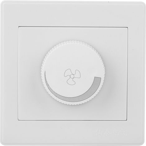 Interrupteur de Régulation de Vitesse pour Ventilateur et Lumière Panneau Blanc Bouton AC250V 100W 86x86mm (1/5)