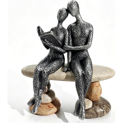 Sculpture Couple avec Livre en résine, déco Moderne (1/5)