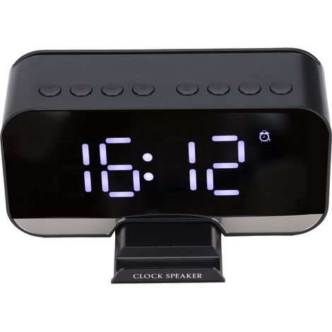 Enceinte Bluetooth Multifonction D-88 avec Double Réveil, Portable pour Bureau et Chambre, Noir (1/5)