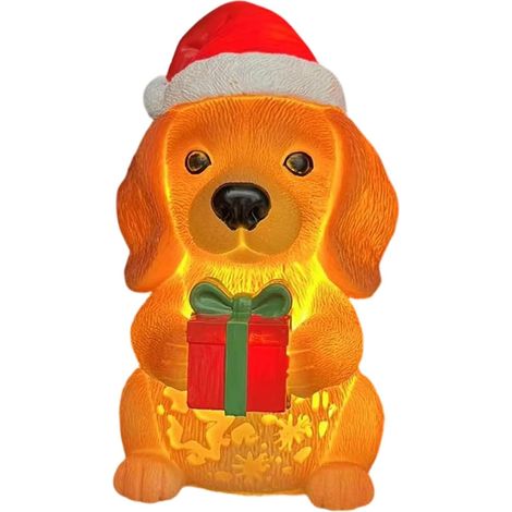Lampe de Noël - Figurines LED Chien Petites,Lampe Veilleuse Noël Chien Étoile,Pour Décoration Maison Chambre Table Bureau Étagère Entrée Chambre D'Fête De (1/5)