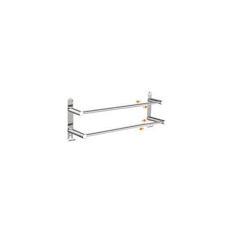 Porte Serviettes Télescopique Argenté 43 75 cm En Acier Inoxydable avec Crochets, Idéal pour Salle de Bain et Cuisine