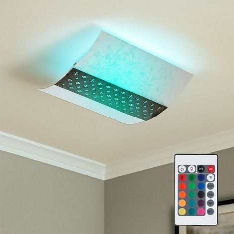 Decken Lampe Fernbedienung Glas Strahler Flur Leuchte dimmbar im Set inklusive RGB-LED Leuchtmittel