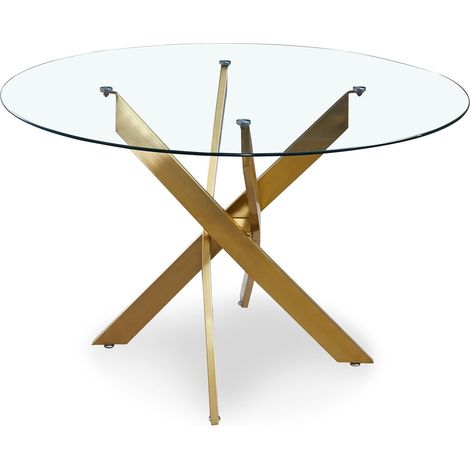 Table ronde en verre Corix pieds Or