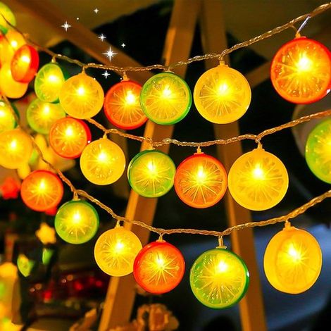 Luci decorative da 1,5 metri con 10 LED giallo limone e timer, colori disponibili: lime, arancione e giallo limone. Ideali per interni ed esterni, perfette per il giardino autunnale e il soggiorno. (1/5)