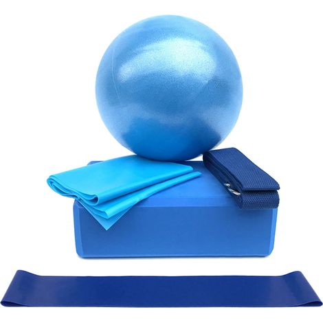 Ensemble d'équipement de Yoga, 5 pièces, comprend des blocs de balle, sangle d'étirement, exercice de bande de boucle de résistance (1/5)