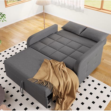 Schlafsofa 127/180 cm in Antikgrau mit verstellbarer Rückenlehne und 2 Kissen (1/5)
