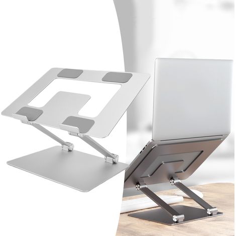 Silberner, faltbarer Laptopständer mit Höhenverstellung und Kühlfunktion (1/5)