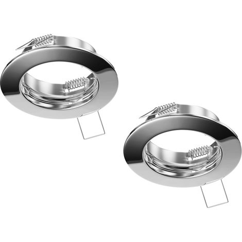 Cadre Encastrable Plafond - Lot de 2 - Acier Chrome - Compatible GU10 GU5.3 - Salon Cuisine Salle De Bain - Diamètre 81mm (1/4)