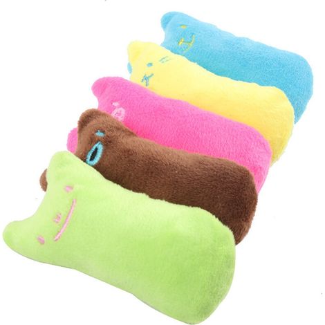 Jouets interactifs en peluche pour chat, lot de 5 jouets à mâcher à l'herbe à chat, oreiller en peluche doux pour chats et chatons, nettoyage des dents, jeu à mâcher (1/5)