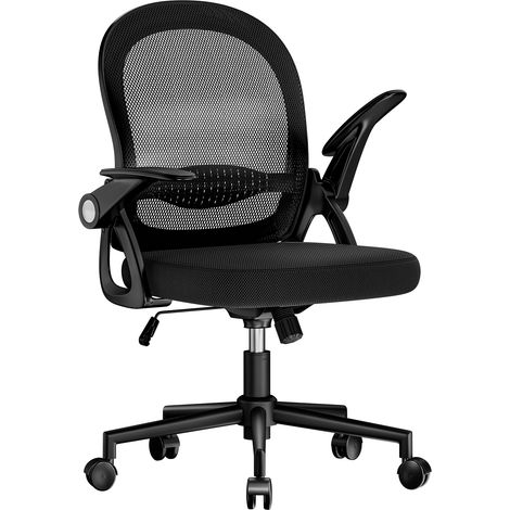 Ergonomic Mesh Office Chair with Flip-Up Arms Lumbar Support Black