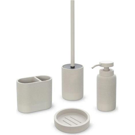 Set accessori bagno 4 pezzi in poliresina crema Marica (1/5)