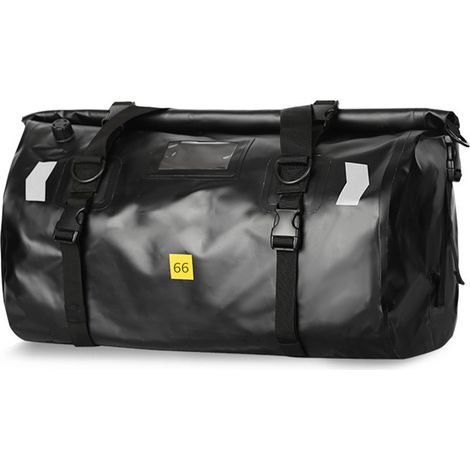 Wasserdichte Motorradtasche, große wasserdichte Sporttasche mit Rollverschluss, Schultergurten, reflektierendem Design (schwarz, 66 l) (1/5)