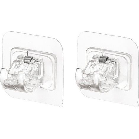 Dos soportes transparentes de 66 cm para barra de cortina de pared (sin necesidad de taladrar), soportes de fijación adhesivos retráctiles para barra. (1/5)