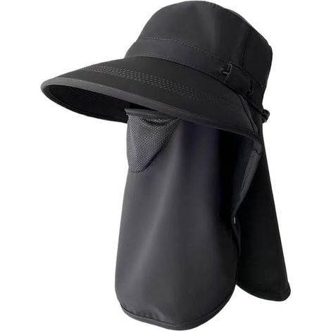 Dunkelgrauer Outdoor-Sonnenhut mit 99% UV-Schutz, Nacken- und Gesichtsschutz – abnehmbar, atmungsaktiv und geeignet zum Wandern, Angeln und Gärtnern (1/5)