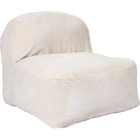 Chauffeuse lounge en mousse et tissu velours côtelé écru - AMORY (1/5)