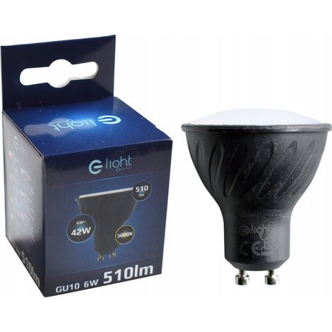 Bombilla LED negra de 6W GU10, luz cálida de 3000K. (1/5)