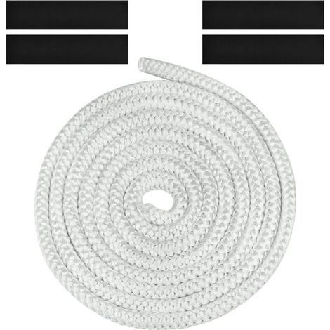 Joint Tressé pour Insert et Poêle, 10mm x 3m Joint en Fibre de Verre avec 4 Ruban,pour Poele a Bois, Cheminée,Blanc (1/5)